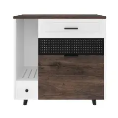 YOOCOZZ Cat Litter Box Enclosure, Indoor Hidden Cat Litter Box Furniture with 2 Drawers and Door, Cat House End Table for Living room-White and Brown