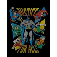 Justice League Justice For All Black T-shirt Toddler Boy to Youth Boy