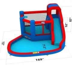 Sunny & Fun Big Inflatable Kids Backyard Water Slide Park 