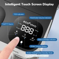 Ecoviva MATE3 Countertop Reverse Osmosis System 8-Stage Purification with Remineralization and TDS & Filter Life Monitor, 3:1 Pure to Drain