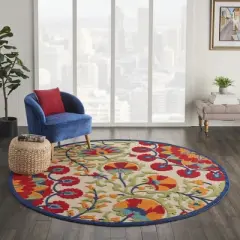 Nourison Aloha Transitional Floral Outdoor Rug