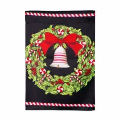 Evergreen Christmas Bell and Wreath Suede Garden Flag 12 x 18 Inches Indoor Outdoor Decor