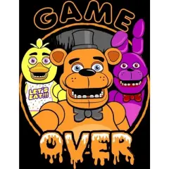 Five Nights at Freddy's Game Over Character Circle Boy's Black T-shirt