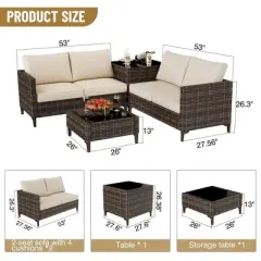 Outdoor PE Wicker Furniture Set 4 Piece