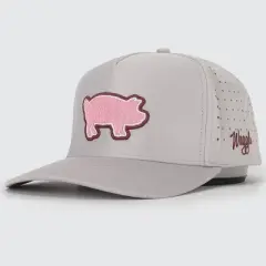 Waggle Hat Ham It Up: Light Gray Adjustable Baseball Animal Icon