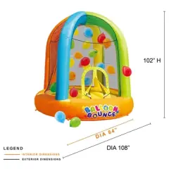 Banzai 9' x 8.6' Inflatable Outdoor Balloon Bounce House Fun Activity Play Center with Built In Air Jets, 20 Balloons, and Portable Travel Storage Bag