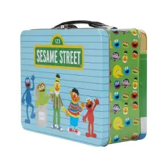 Sesame Street Neighborhood Characters Blue Tin Tote
