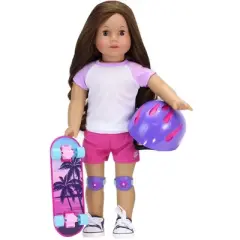 Sophia&rsquo;s Skateboard, Helmet and Knee Pads Set for 18" Dolls, Multicolor