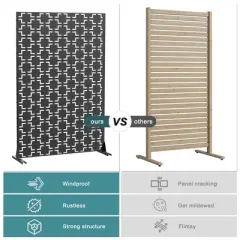 PexFix 47 in. x 72 in. Outdoor Metal Privacy Screen Garden Fence in Square Pattern in Black