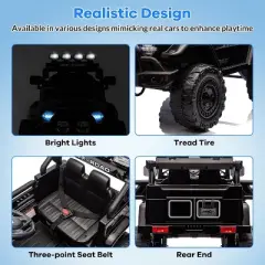 Ride On Truck Car for Kids, 12V Electric Ride On Car with Remote Control, Spring Suspension, Led Lights, 3 Speeds