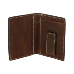 Wrangler Men's Leather Card Case Wallet with Money Clip