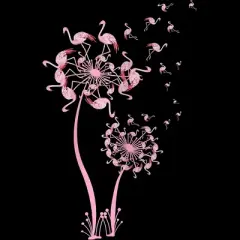 Junior's Design By Humans Cute Flamingo Dandelion Flower By JeilJersey T-Shirt