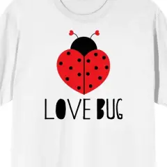 V Day Love Bug Crew Neck Short Sleeve Women's White T-shirt