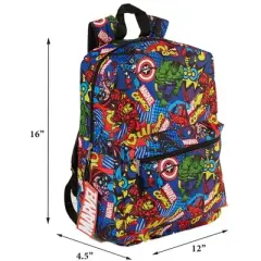 All Over Print Avengers Comic 16" School Backpack with front Pocket, Unisex