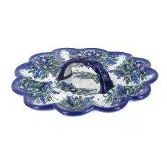 Blue Rose Polish Pottery 19B WR Unikat Egg Plate