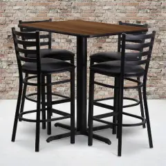 Emma and Oliver 24"W x 42"L Rectangular Laminate Table Set & 4 Ladder Back Stools