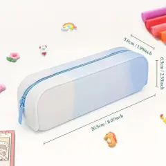 INFURNIC Pencil Cases Kids Large Capacity Waterproof Zipper Pouch Extra Big Pencil Bag for School Supplies Art Tools, Blue, 8.3"*2.8"*0.5"