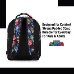 PJ Masks Heroes Unite Backpack - Featuring Catboy, Owlette, Gekko, and PJ Robot, Ready to Tackle Adventures Backpack Bag, Black