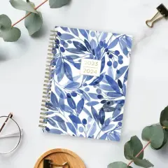 Yao Cheng for Blue Sky 2023-24 Academic Planner with Notes Pages Flexible Cover 5.875"x8.625" Weekly/Monthly Wirebound Indigo Foliage