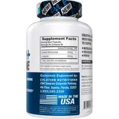 Evlution Nutrition Creatine + L-Arginine - Vascularity, Recovery & Muscle Growth - 60 Servings - 120 Capsules