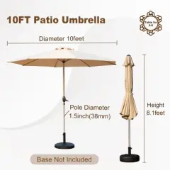 Sapphtopaz Patio Umbrella Pool Umbrella Waterproof with Push Button Tilt and Crank Outdoor Umbrellas for Patio, Beach, Backyard, Pool