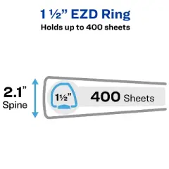 Avery Heavy-Duty 3 Ring Binders, 1.5 Inch One Touch EZD Rings, 2 Black Binders (46046)