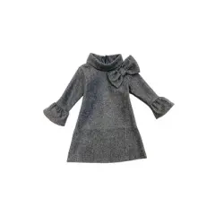 Girls Fancy Fabulous Bow Ashen A-Line Dress - Mia Belle Girls