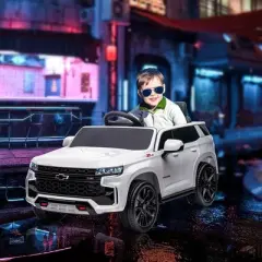 Aosom Licensed Chevrolet TAHOE Electric Car for Kids with Remote Control, 12V Battery Powered Ride On Car with 2 Speeds, Spring Suspension, LED Lights, MP3, Horn, Music, for 3-6 Years Old, White