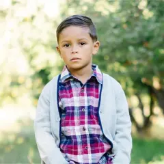 Hope & Henry Boys' Organic Cotton Long Sleeve Brushed Cotton Flannel Button Down Shirt, Infant