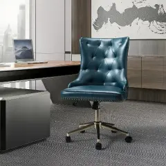Busiris Height Adjustable Task Chair with Nailhead Trim | Karat Home-TURQUOISE