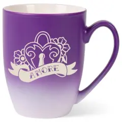 100 North Floral Heart 10 Ounce Purple and White Two Toned Ombre, Comfortably Fits Your Hands, Ceramic Tea Coffee Cup Mug, Amore