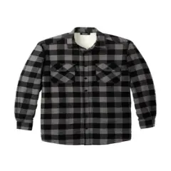 KingSize Men's Big & Tall Fleece Faux Shearling Shirt Jacket - Big - XL, Black Buffalo Check