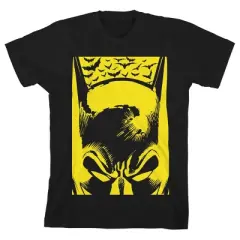 Batman Yellow Mask and Bats Black T-shirt Toddler Boy to Youth Boy