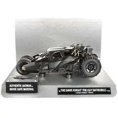 Elite The Dark Knight" Trilogy Batmobile With Authentic Movie Batman Cape Material 1/18 Diecast Model by Hot Wheels
