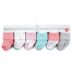 Luvable Friends Baby Girl Newborn and Baby Terry Socks, Coral Dots 12-Pack