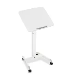 Cruizer 360 Tilting Mobile Podium with Pneumatic Height Adjustments &ndash; White &ndash; Stand Steady