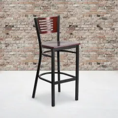 Flash Furniture Black Decorative Slat Back Metal Restaurant Barstool