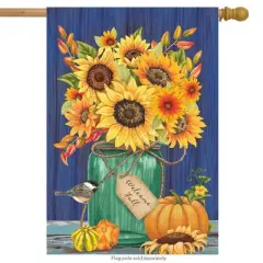 Fall Mason Jar Sunflowers House Flag Autumn Floral 28" x 40" Briarwood Lane