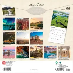 BrownTrout Magic Places 2026 12"x24" Hanging Square Wall Calendar Plastic-Free