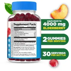 Lifeable - Sugar Free - Sambucus Elderberry + Vitamin C and Zinc - Adults -  60 Gummies