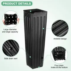 Unique Bargains Plastic Deep Drainage Holes Indoor Outdoor Gardening Plant Nursery Pots Black
