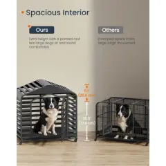 SONGMICS HOME Heavy-Duty Dog Crate, XL Dog Cage for Large Dogs, Escape Proof Dog Kennel, Lockable Wheels, Ink Black