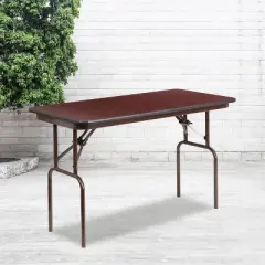 Emma and Oliver 4-Foot Mahogany Melamine Laminate Folding Banquet Table