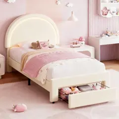 Twin Lamb Fleece Rainbow Bed for Kids