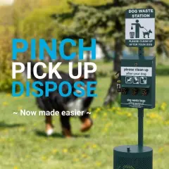 Flash Furniture Kessler Locking Dog Waste Bag Dispenser with Glow in the Dark Sign, Hand Sanitizer Bottle and Rain Guard - 600 Roll Bags Included