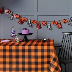 84"x60" Peva Gingham Tablecloth Orange/Black - Hyde and EEK! Boutique&trade;