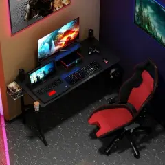 Costway Gaming Desk Computer Desk PC Table Workstation with Cup Holder & Headphone Hook