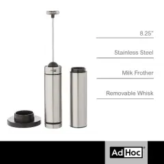 AdHoc Rapido Milk and Sauce Frother - Stainless Steel, 8.25"