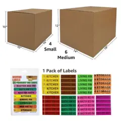 UBMOVE Moving Box Combo Pack - 4 Smalls, 6 Medium Moving Boxes, & Moving Labels