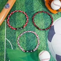 Baseball Necklaces Three Braided Rope Titanium Necklace for Team Gifts Boys Men Player Softball Fans Sports